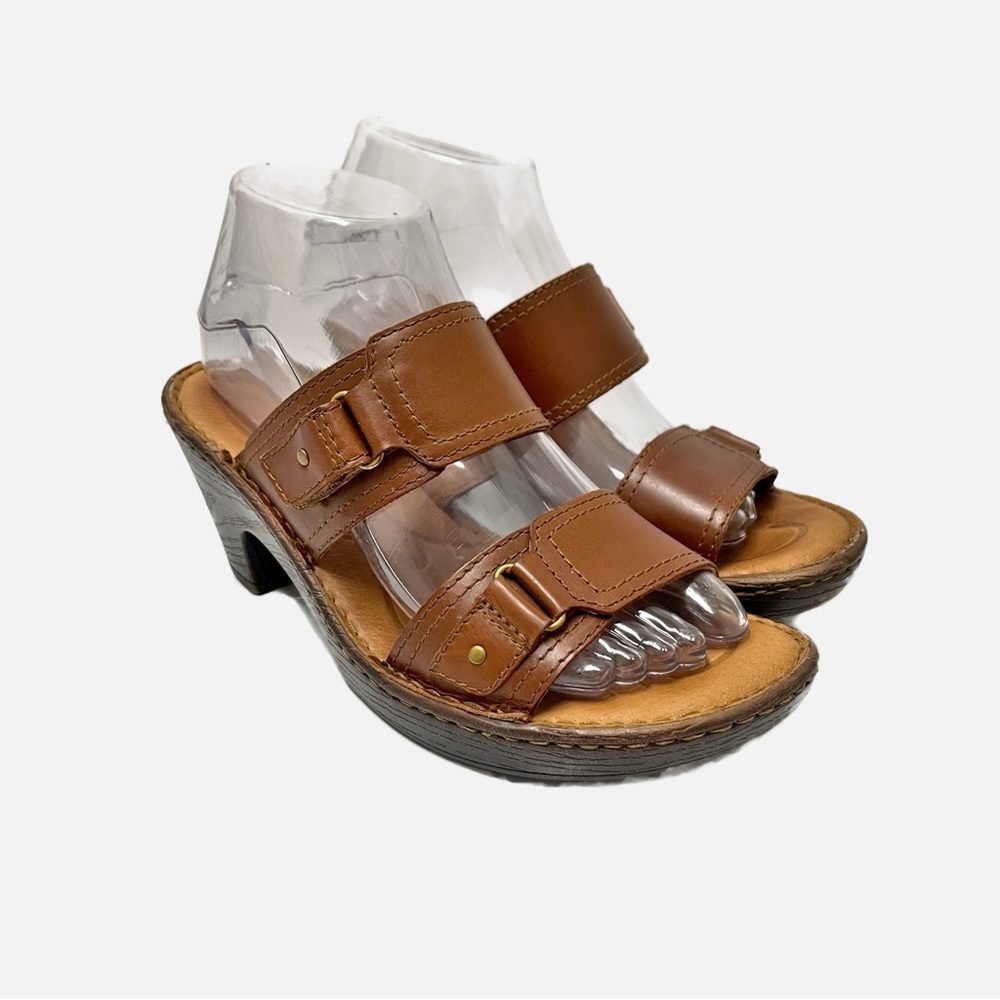 Born Bellot Heeled Wedge Slip On Sandals Size 7